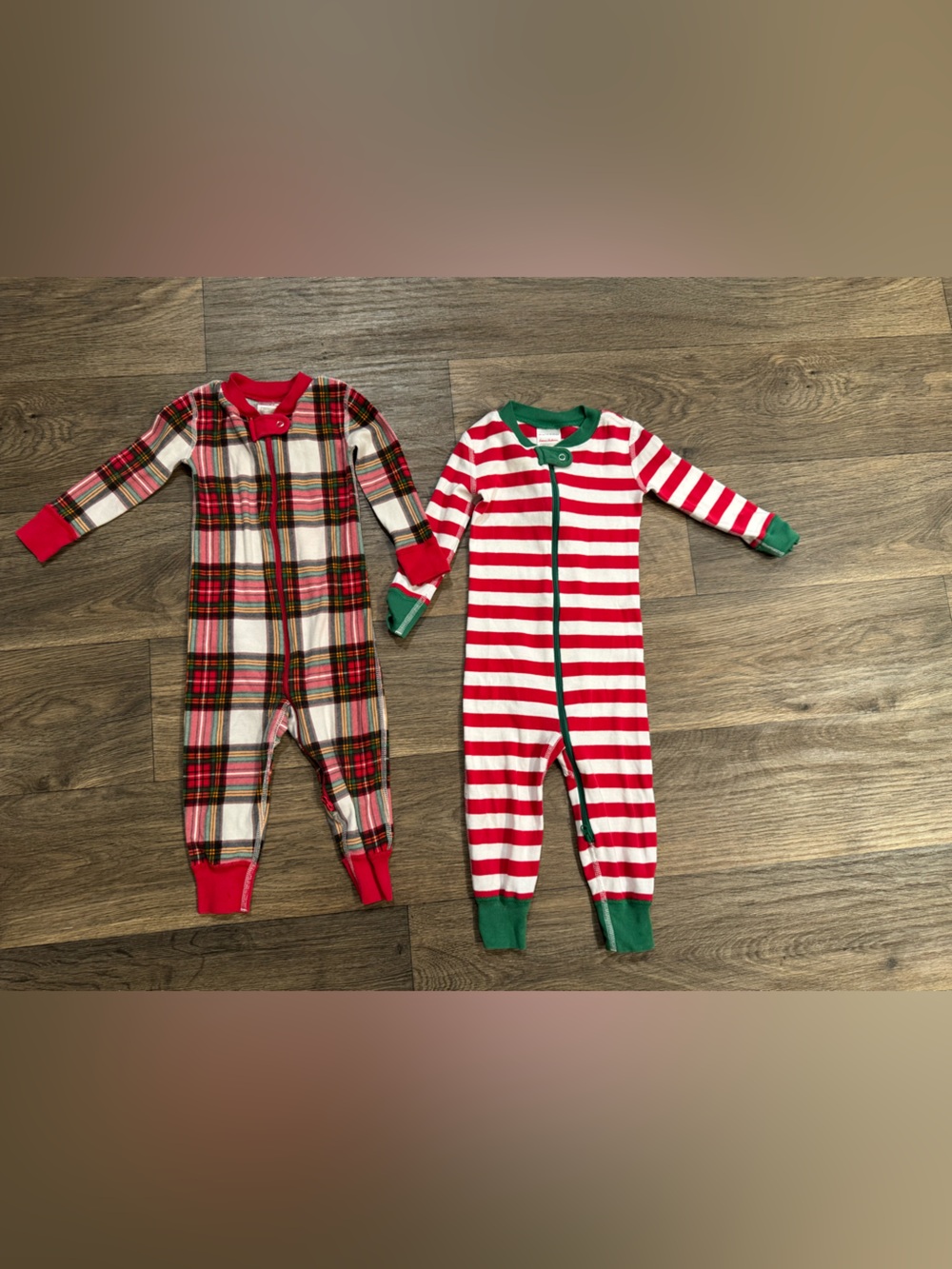 Hanna Andersson Red Trim Plaid Baby Footed Pajamas